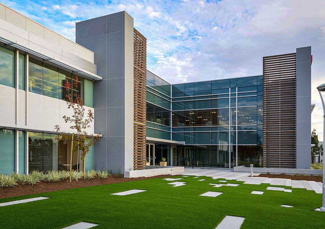 Commercial Building entrance with Artificial turf