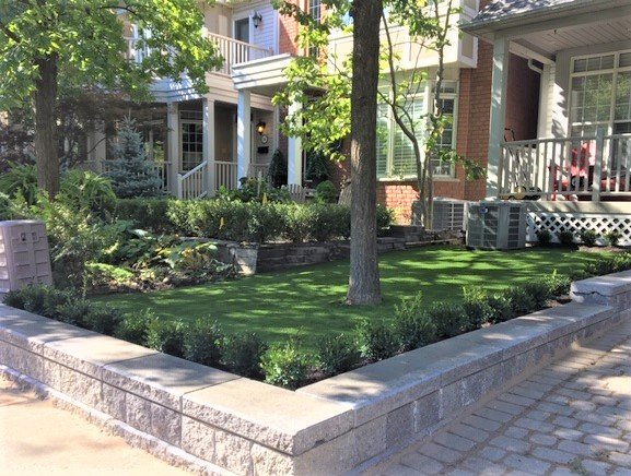 City Home Revitalized with Artificial Turf installed on Front lawn