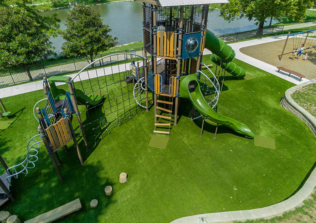 Kids Playground with artificial turf installed