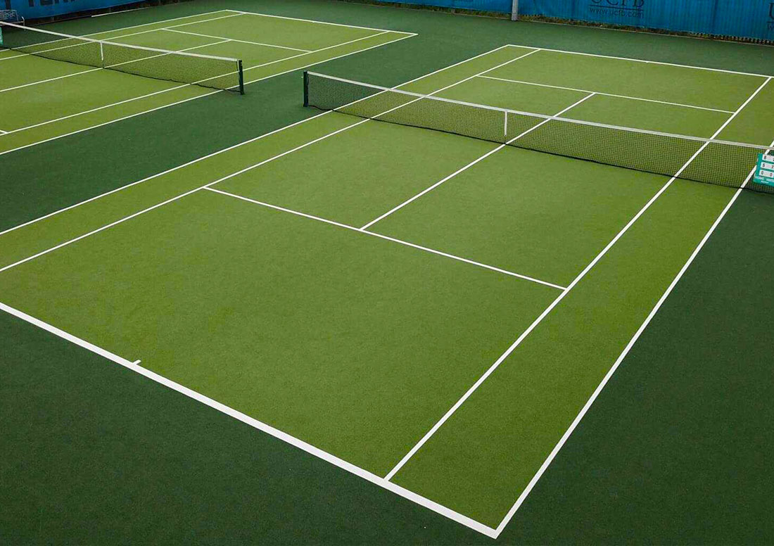 Tennis Court Installed with multiple colored artificial turfs