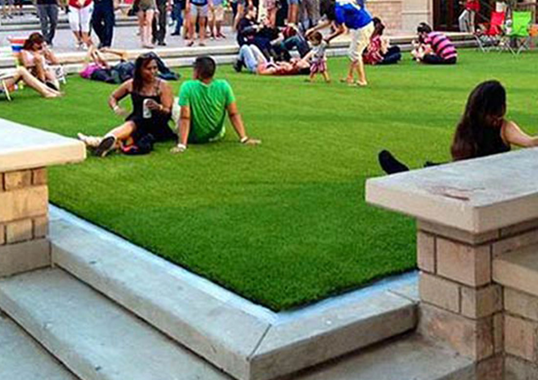 Urban Redevelopment Open Space for Community With Artificial Turf Installed